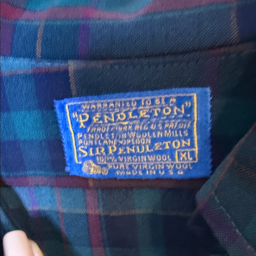 Pendleton Plaid Button-Down Shirt - Dark Green An… - image 2